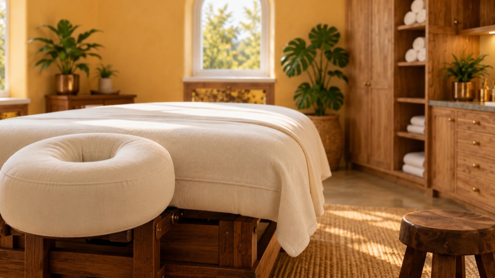 A treatment room prepared for an apitherapy session