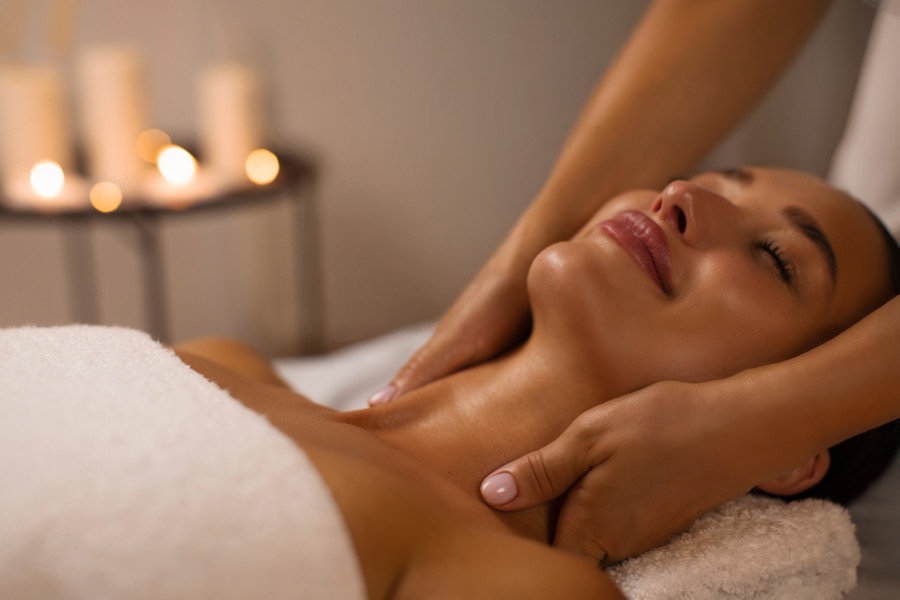 An aromatherapy massage with lavender oil