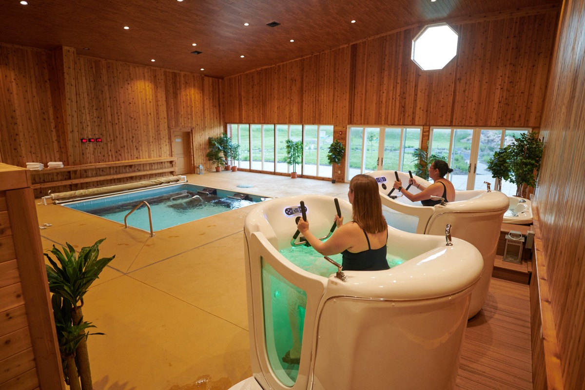 Guests on the hydro spa bikes